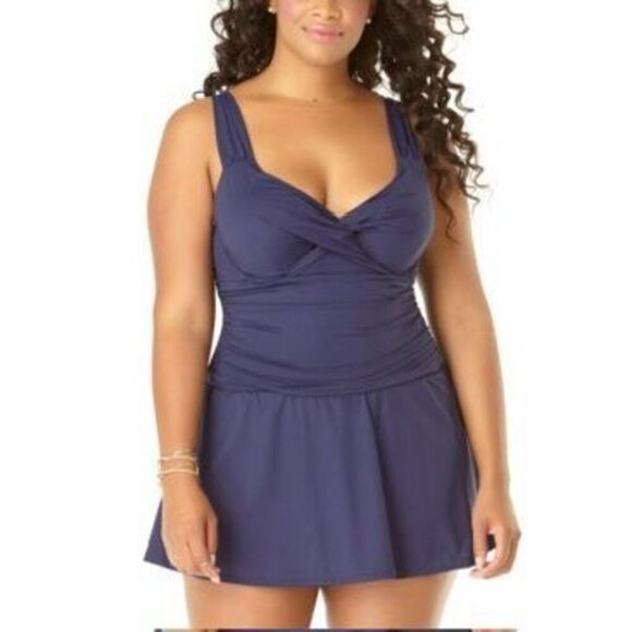 Anne Cole Plus - Adjustable Side Slit Skirted Bottom - Picture 1 of 3